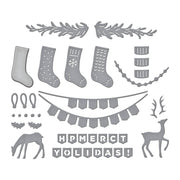 Spellbinders - Mantle Village and Decorations Etched Dies Bundle from the Timeless Trees Collection by Simon Hurley