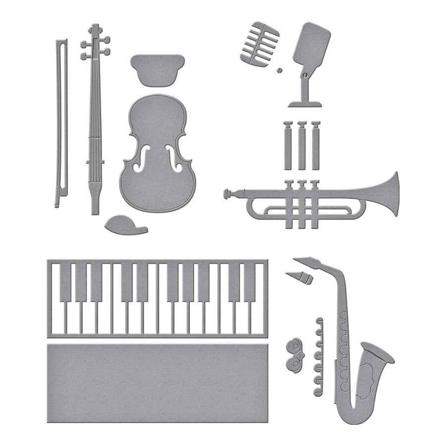 Spellbinders - Mini Musical Instruments Etched Dies from the Bibi's Musical Notes Collection by Bibi Cameron