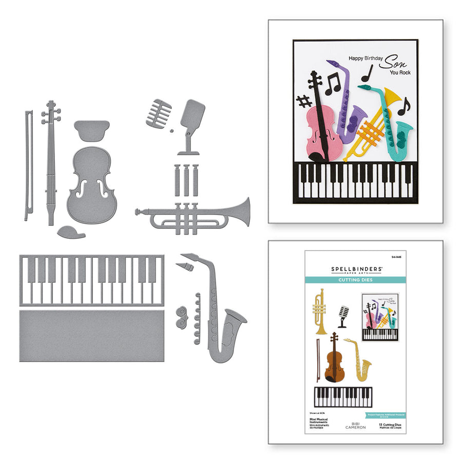 Spellbinders - Mini Musical Instruments Etched Dies from the Bibi's Musical Notes Collection by Bibi Cameron