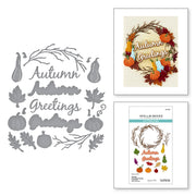 Spellbinders - Autumn Greetings Wreath Etched Dies from the Texture & Foliage Collection by Suzanne Hue