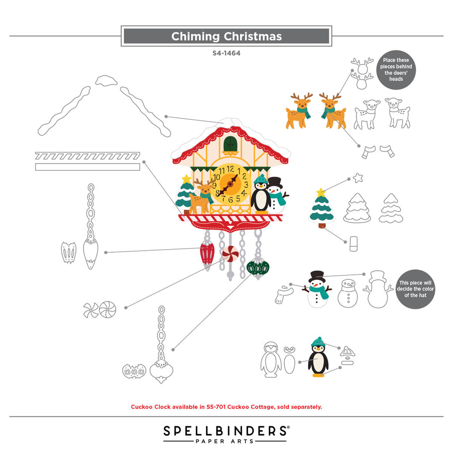 Spellbinders - Chiming Christmas Etched Dies from the Cuckoo Cottage Collection