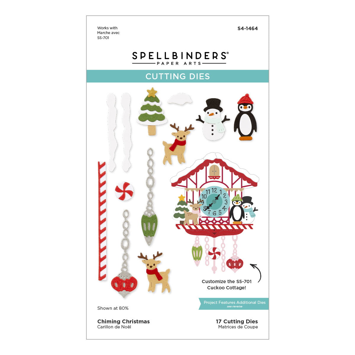 Spellbinders - Chiming Christmas Etched Dies from the Cuckoo Cottage Collection
