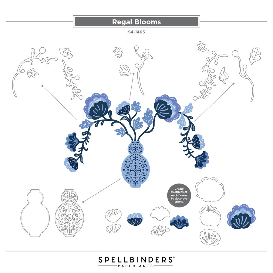 Spellbinders - Regal Blooms Etched Dies