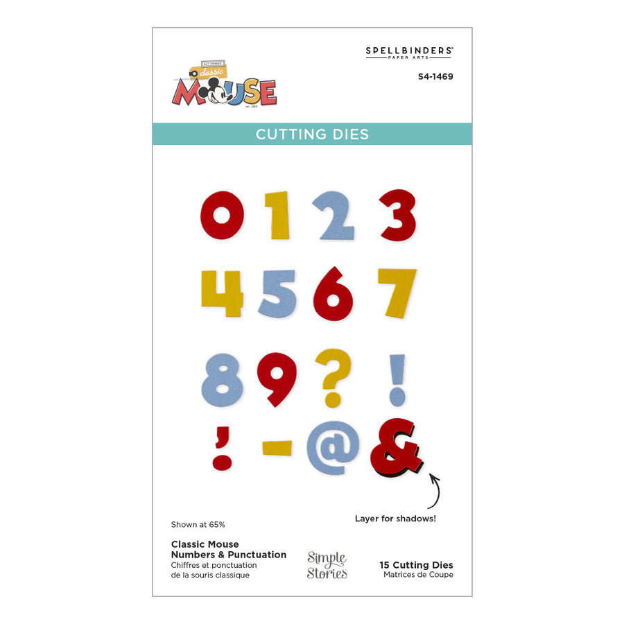 Spellbinders - Classic Mouse Numbers & Punctuation Etched Dies from the Say Cheese Classic Mouse Collection