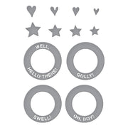 Spellbinders - Frame & Sentiments Etched Dies from the Say Cheese Classic Mouse Collection