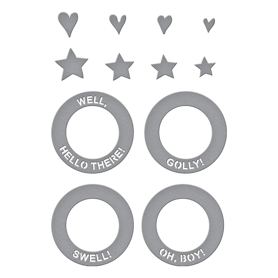 Spellbinders - Frame & Sentiments Etched Dies from the Say Cheese Classic Mouse Collection