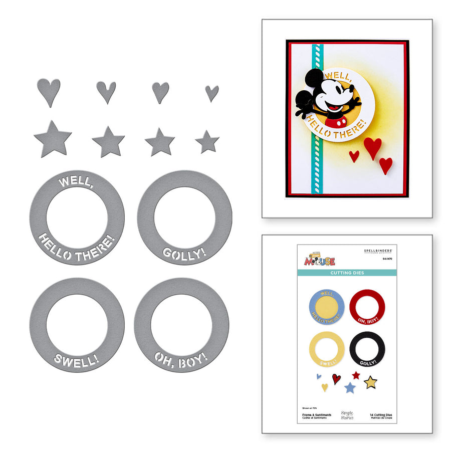 Spellbinders - Frame & Sentiments Etched Dies from the Say Cheese Classic Mouse Collection
