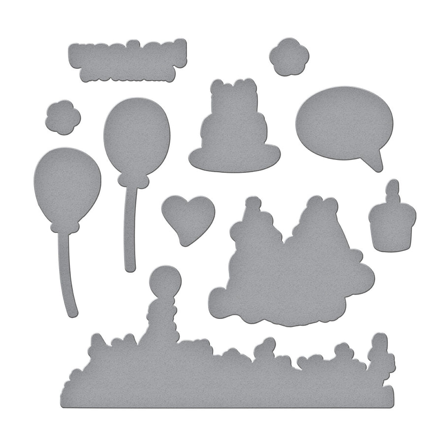 Spellbinders - Make a Wish! Clear Stamps & Die Bundle from the Say Cheese Classic Pooh Birthday Collection by Simple Stories