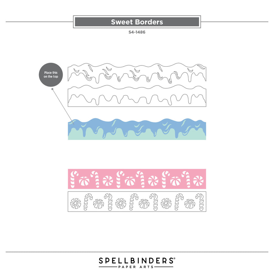 Spellbinders - Sweet Borders Etched Dies from the Candy Christmas Collection by Stamperia