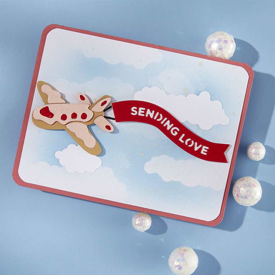 Spellbinders - Gingerbread Plane & Banners Etched Dies from the Candy Christmas Collection by Stamperia