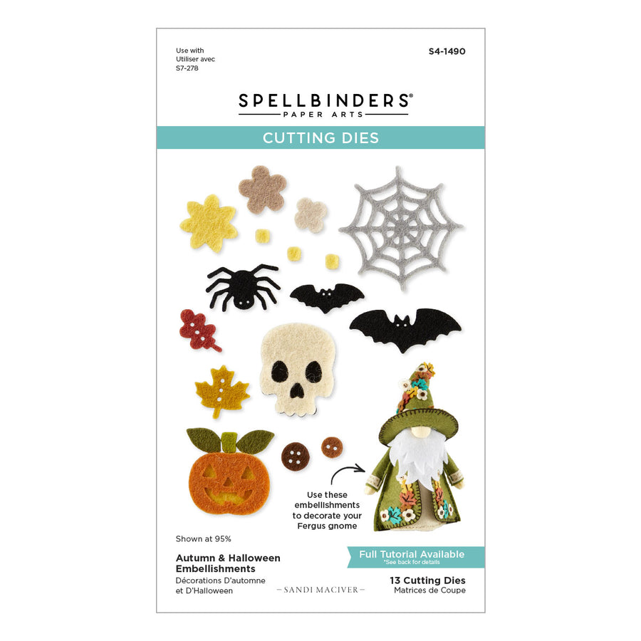 Spellbinders - Autumn & Halloween Embellishments Etched Dies from the 3D Felt Décor Collection by Sandi MacIver