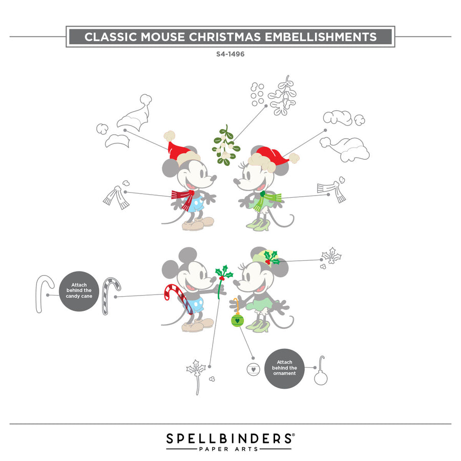 Spellbinders - Classic Mouse Christmas Embellishments Etched Dies from the Say Cheese Classic Mouse Christmas Collection