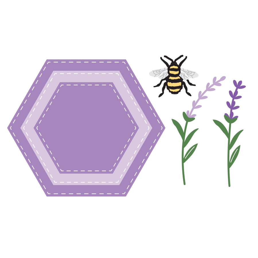 Spellbinders - Simple Vintage Lavender Fields Hexagons Etched Dies with Simple Stories