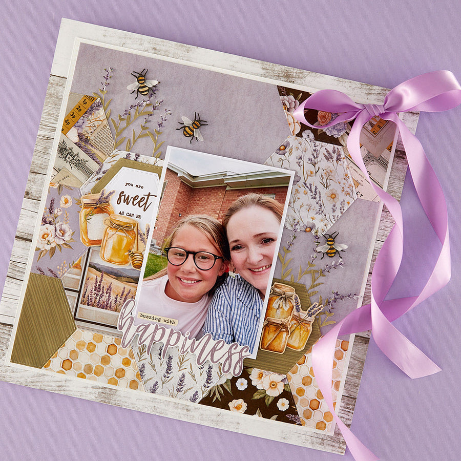 Spellbinders - Simple Vintage Lavender Fields Hexagons Etched Dies with Simple Stories