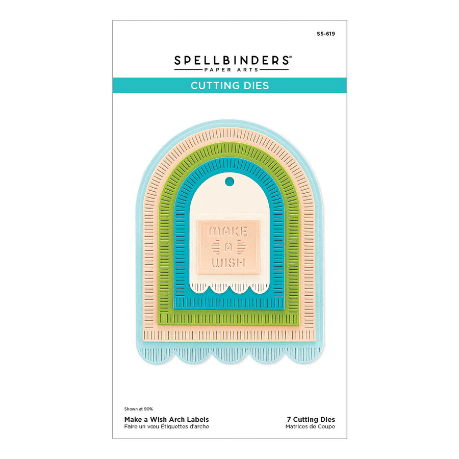 Spellbinders - Make a Wish Arch Labels Etched Dies from the Monster Birthday Collection