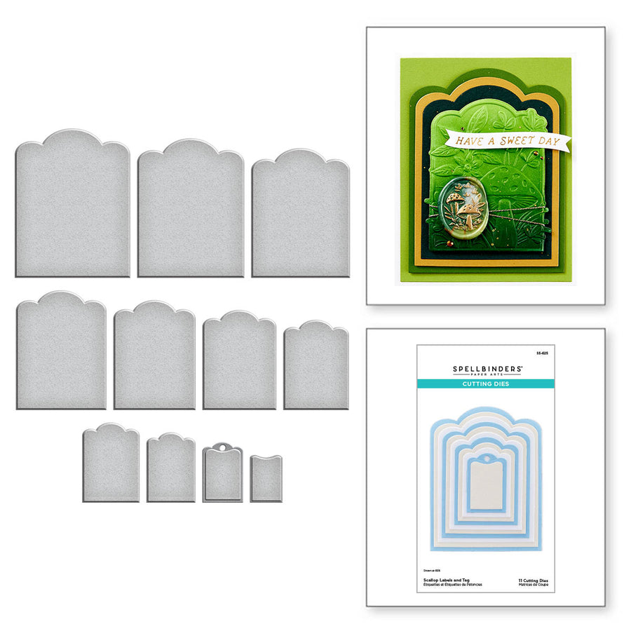 Spellbinders - Scallop Labels and Tag Etched Dies from the Sealed 3D Botanicals Collection