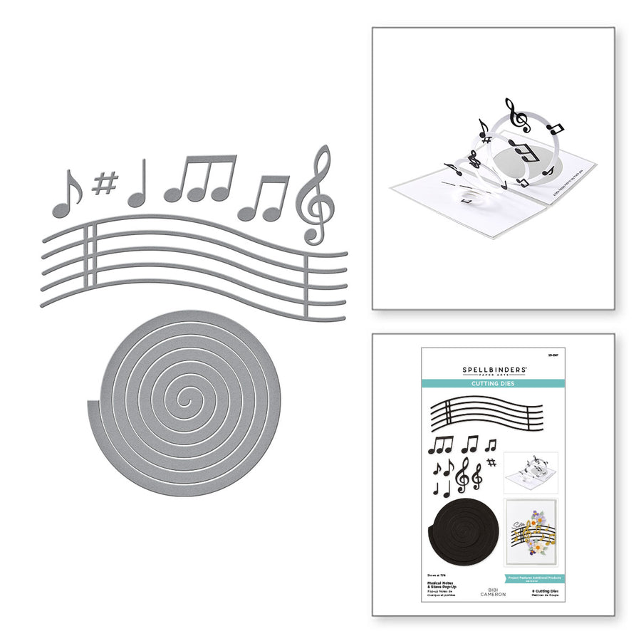 Spellbinders - Musical Notes & Stave Pop-Up Etched Dies from the Bibi's Musical Notes Collection by Bibi Cameron