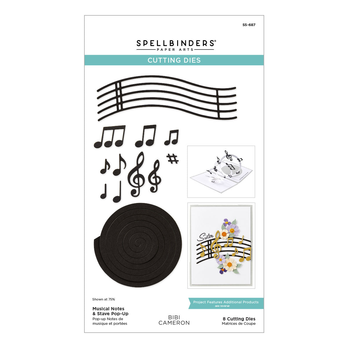 Spellbinders - Musical Notes & Stave Pop-Up Etched Dies from the Bibi's Musical Notes Collection by Bibi Cameron
