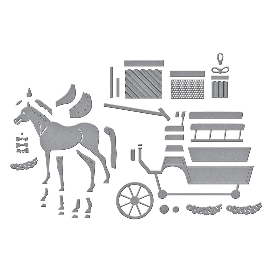 Spellbinders - Christmas Horse-Drawn Wagon Etched Dies from the Country Christmas Collection by Annie Williams