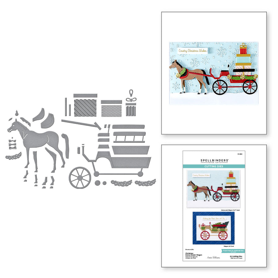 Spellbinders - Christmas Horse-Drawn Wagon Etched Dies from the Country Christmas Collection by Annie Williams