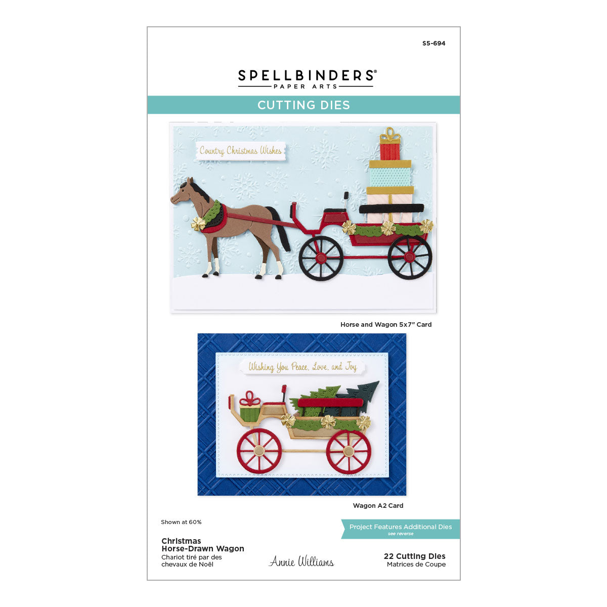 Spellbinders - Christmas Horse-Drawn Wagon Etched Dies from the Country Christmas Collection by Annie Williams