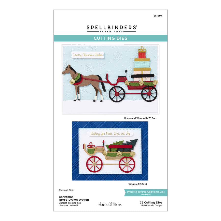 Spellbinders - Christmas Horse-Drawn Wagon Etched Dies from the Country Christmas Collection by Annie Williams