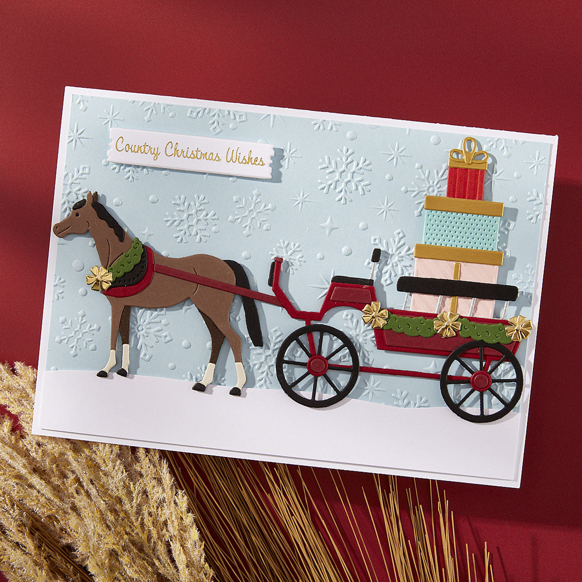 Spellbinders - Christmas Horse-Drawn Wagon Etched Dies from the Country Christmas Collection by Annie Williams