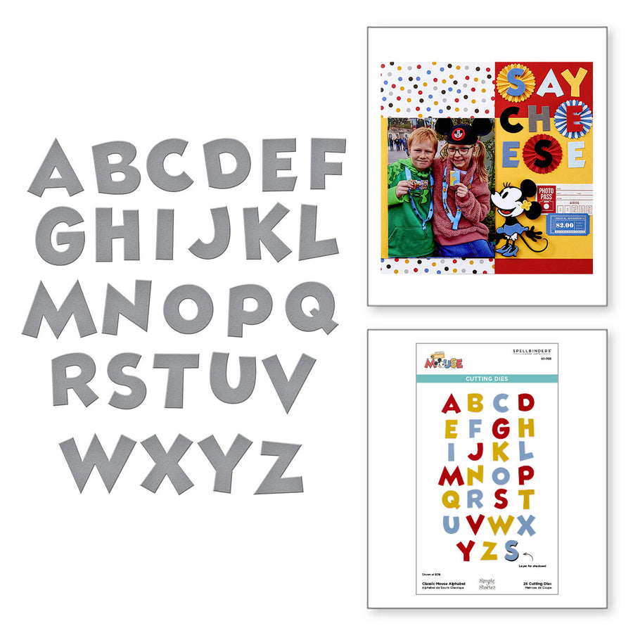 Spellbinders - Classic Mouse Alphabet Etched Dies from the Say Cheese Classic Mouse Collection