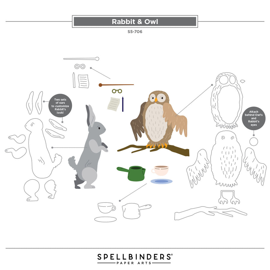 Spellbinders - Rabbit & Owl Etched Dies  from the Say Cheese Classic Pooh Birthday Collection by Simple Stories