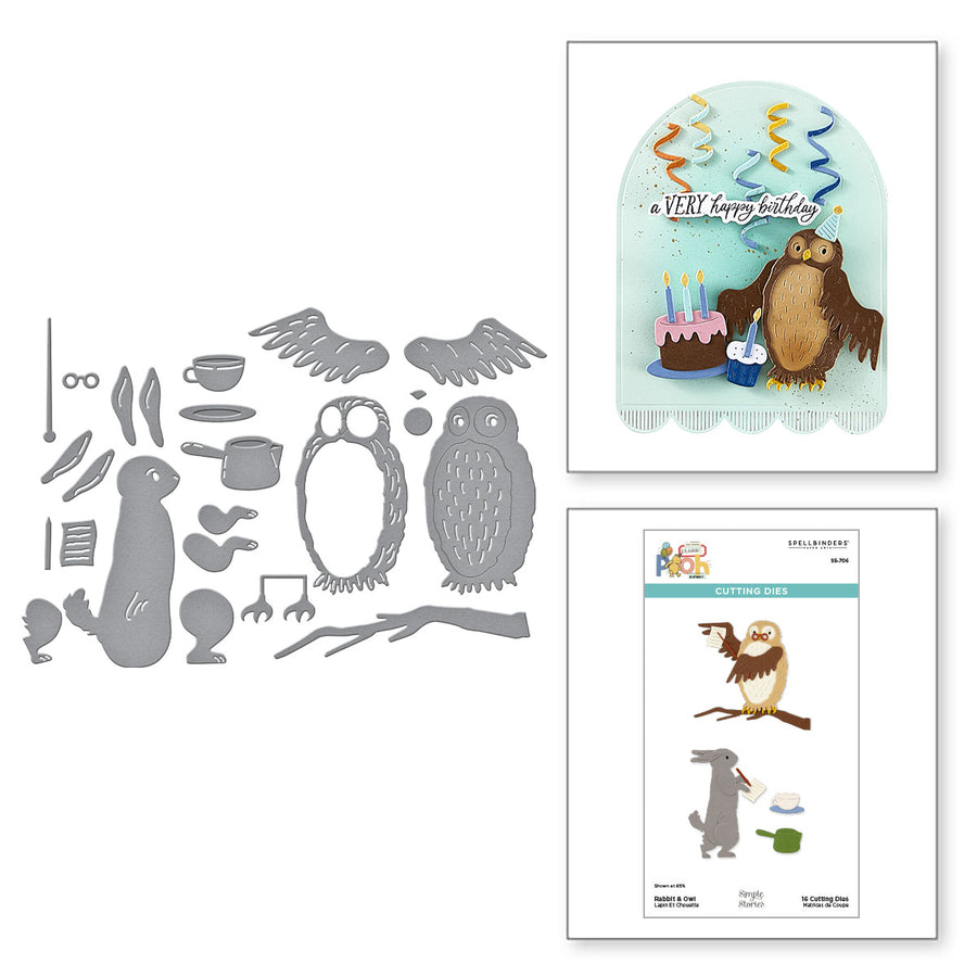Spellbinders - Rabbit & Owl Etched Dies  from the Say Cheese Classic Pooh Birthday Collection by Simple Stories