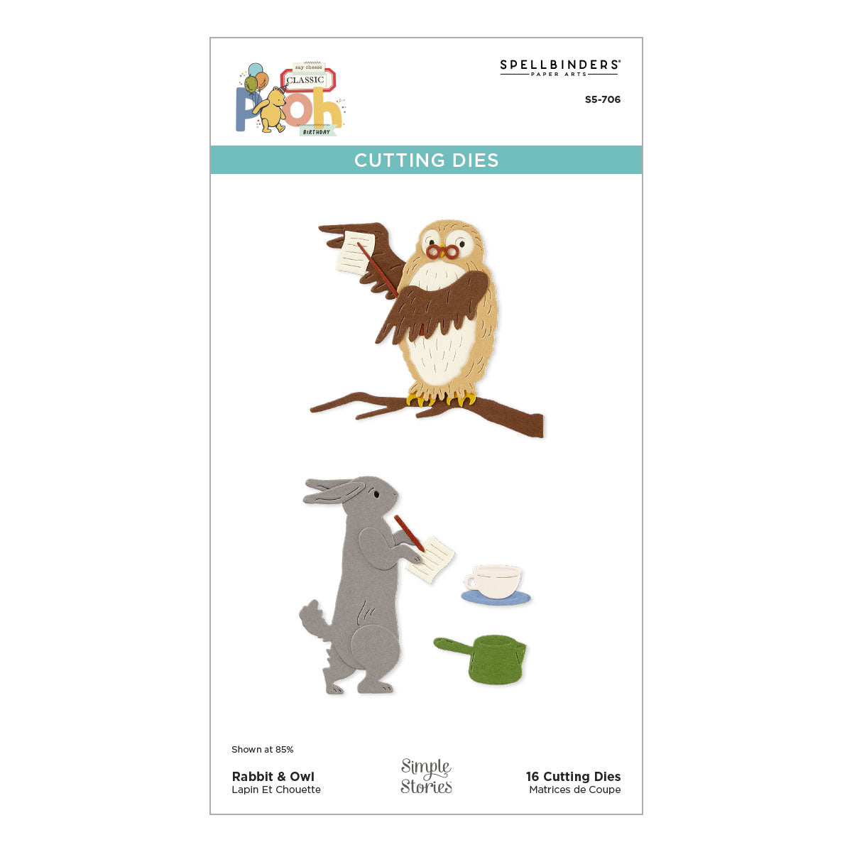Spellbinders - Rabbit & Owl Etched Dies  from the Say Cheese Classic Pooh Birthday Collection by Simple Stories