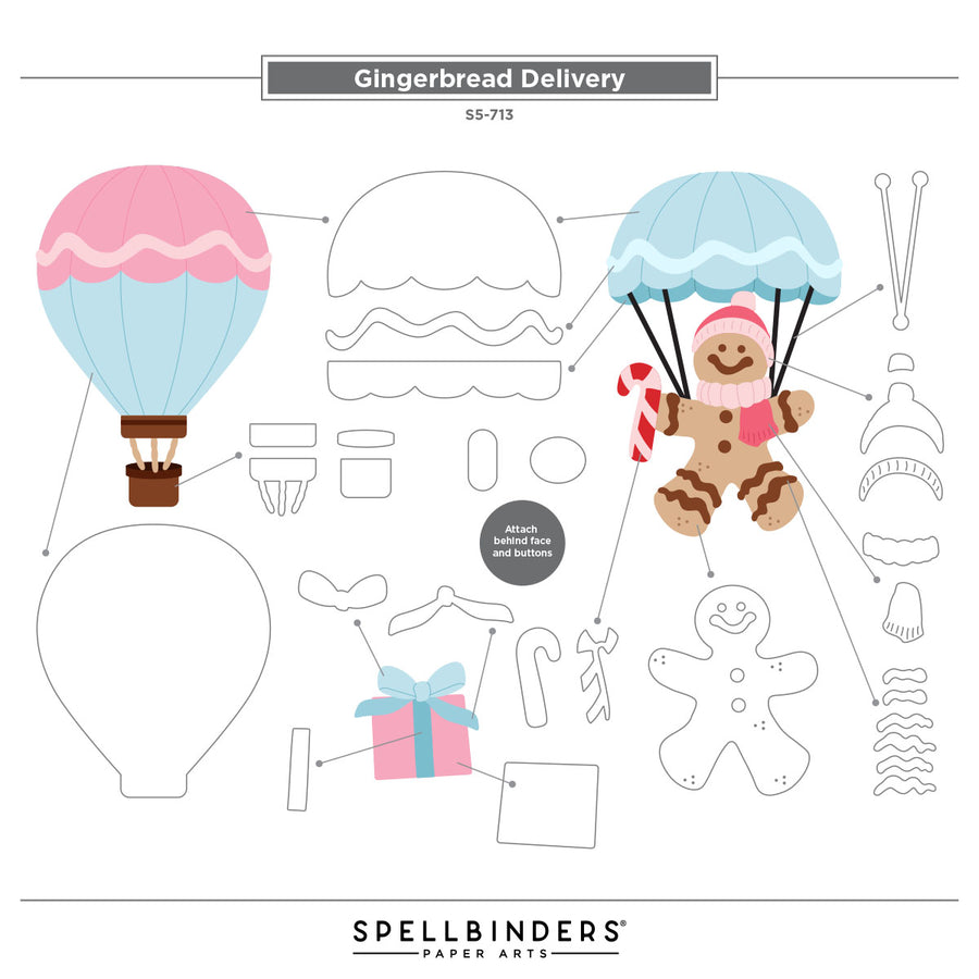 Spellbinders - Gingerbread Delivery Etched Dies from the Candy Christmas Collection by Stamperia