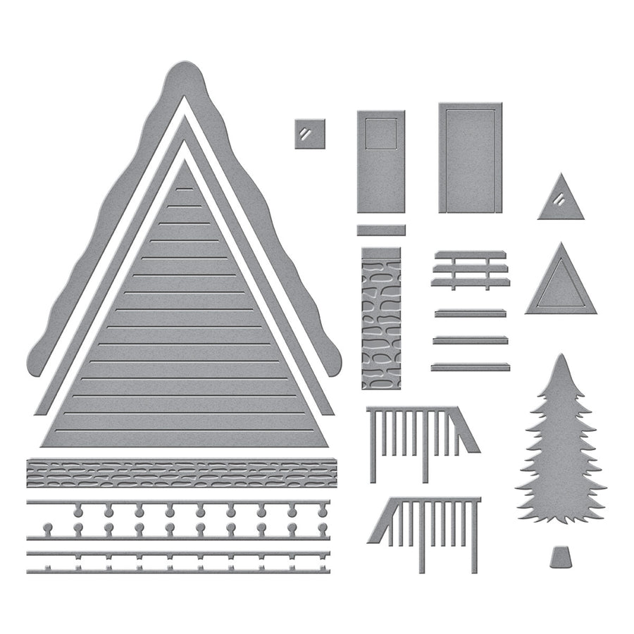 Spellbinders - Ski Lodge Etched Dies from the Ski-son's Greetings Collection by Simon Hurley