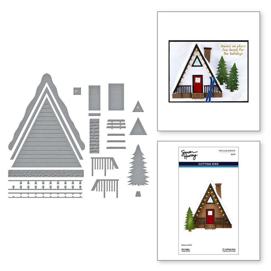Spellbinders - Ski Lodge Etched Dies from the Ski-son's Greetings Collection by Simon Hurley