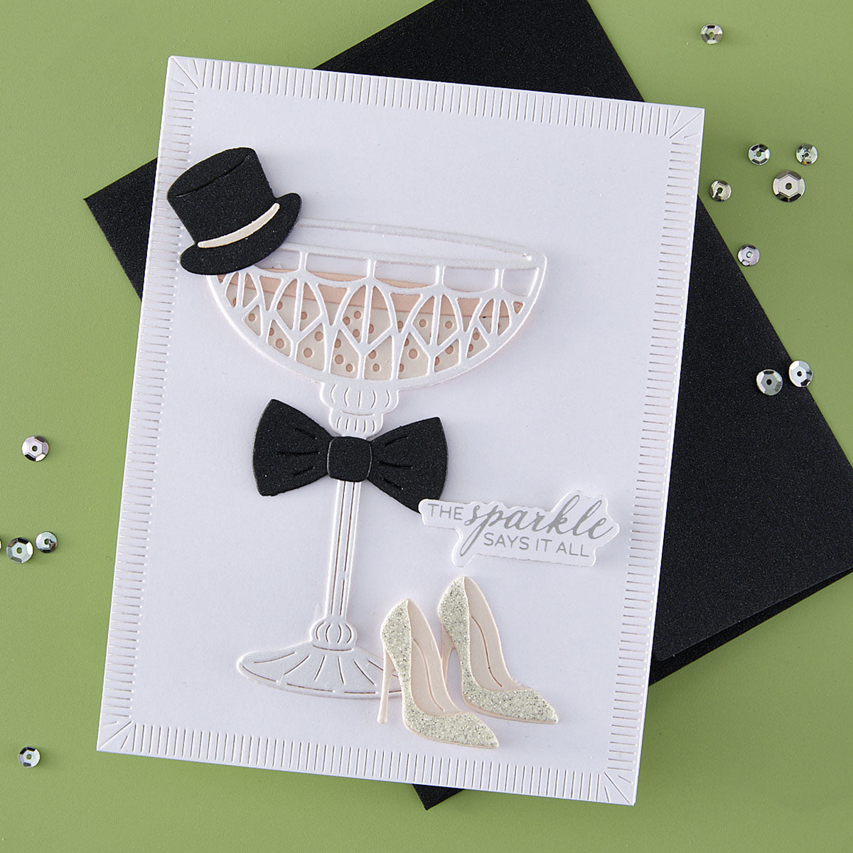 Spellbinders - A Special Toast Sentiments BetterPress Plate & Die Set from the Happier Hour Collection