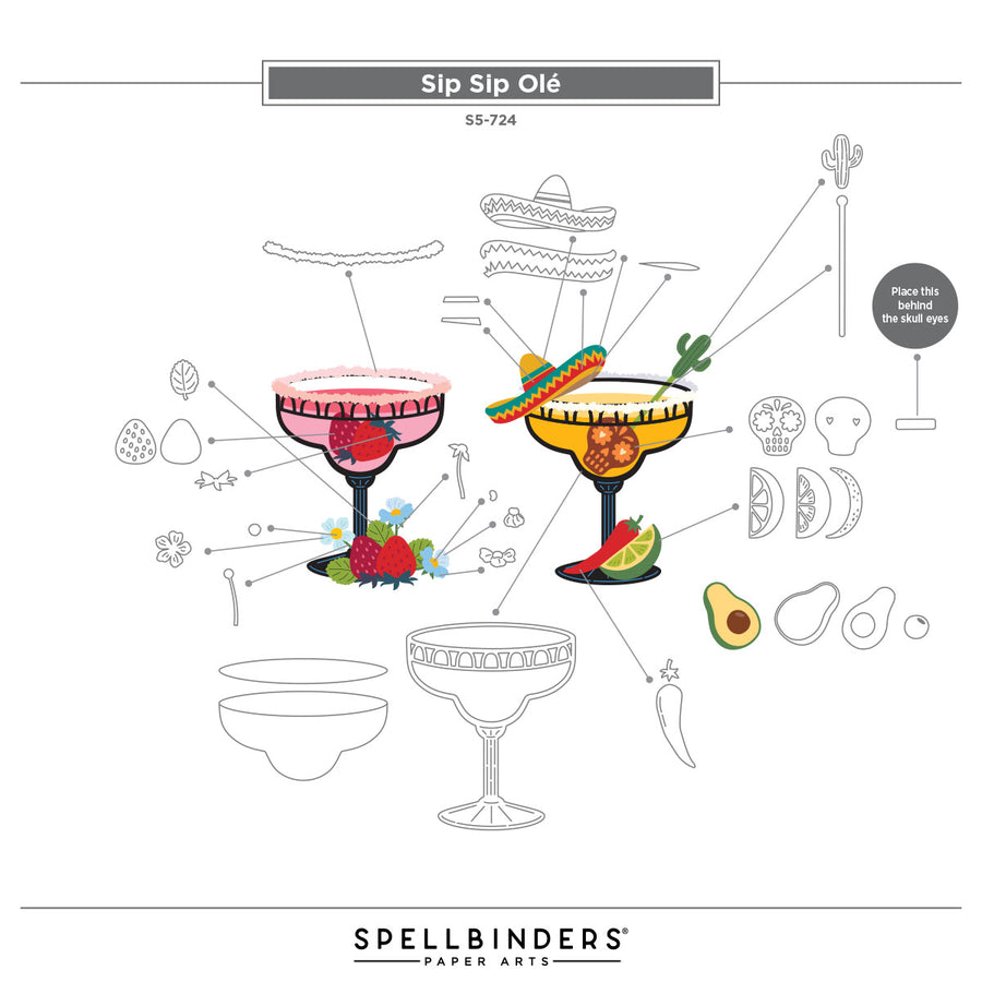 Spellbinders - Sip Sip Ole' Etched Dies from the Happier Hour Collection