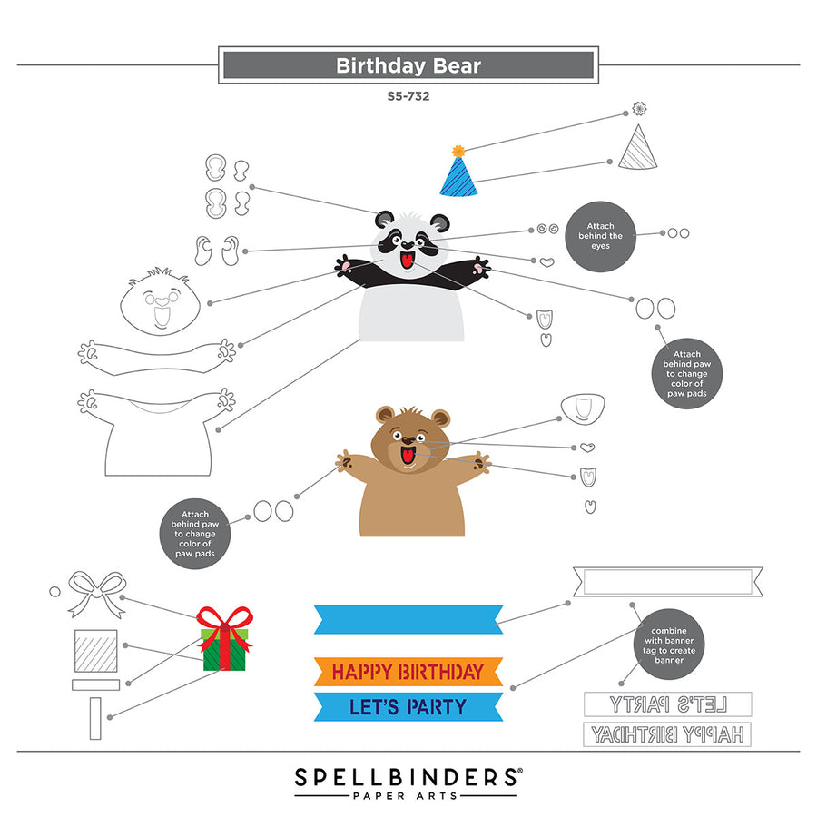 Spellbinders - Birthday Bear Etched Dies by Simon Hurley
