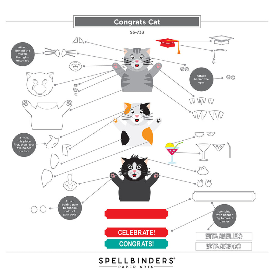 Spellbinders - Congrats Cat Etched Dies by Simon Hurley