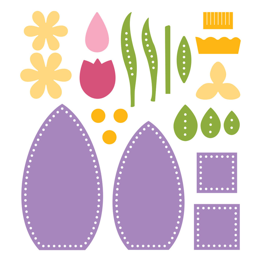Spellbinders - 3D Eggs & Flowers Felt Décor Etched Dies by Sandi MacIver