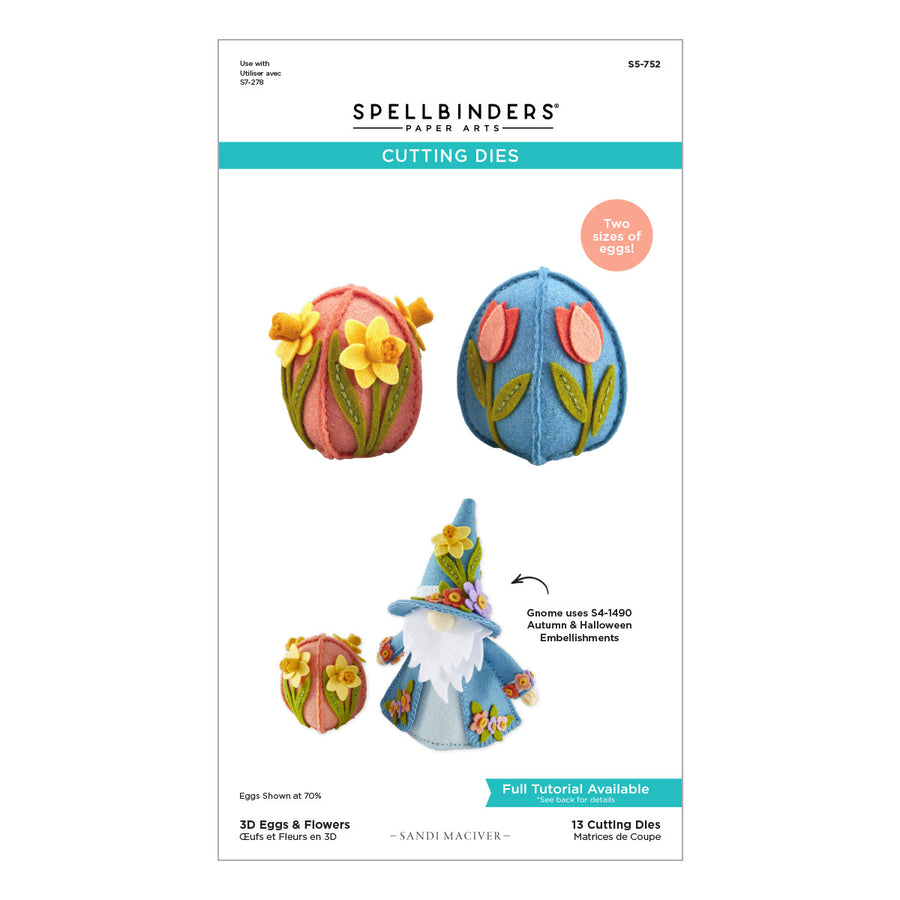 Spellbinders - 3D Eggs & Flowers Felt Décor Etched Dies by Sandi MacIver