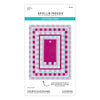 Spellbinders Paper Arts Color Block Accent Rectangles Cutting Dies pattern package, featuring a color block accent design in pink, light blue, white, and magenta.