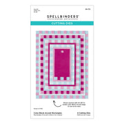Spellbinders Paper Arts Color Block Accent Rectangles Cutting Dies pattern package, featuring a color block accent design in pink, light blue, white, and magenta.