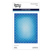 Spellbinders Cutting Dies product packaging featuring a blue gradient quilted pattern with white dotted motifs, shown on a clean white background. Spellbinders Quilted Etched Dies by Simon Hurley