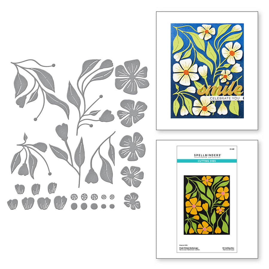 Spellbinders - Fresh Picked Buttercups Etched Dies from the Fresh Picked Collection