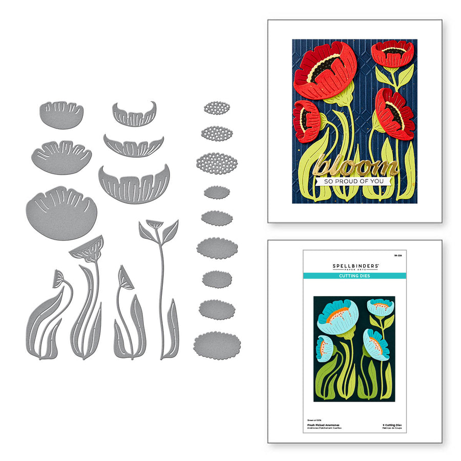 Spellbinders - Fresh Picked Anemones Etched Dies from the Fresh Picked Collection