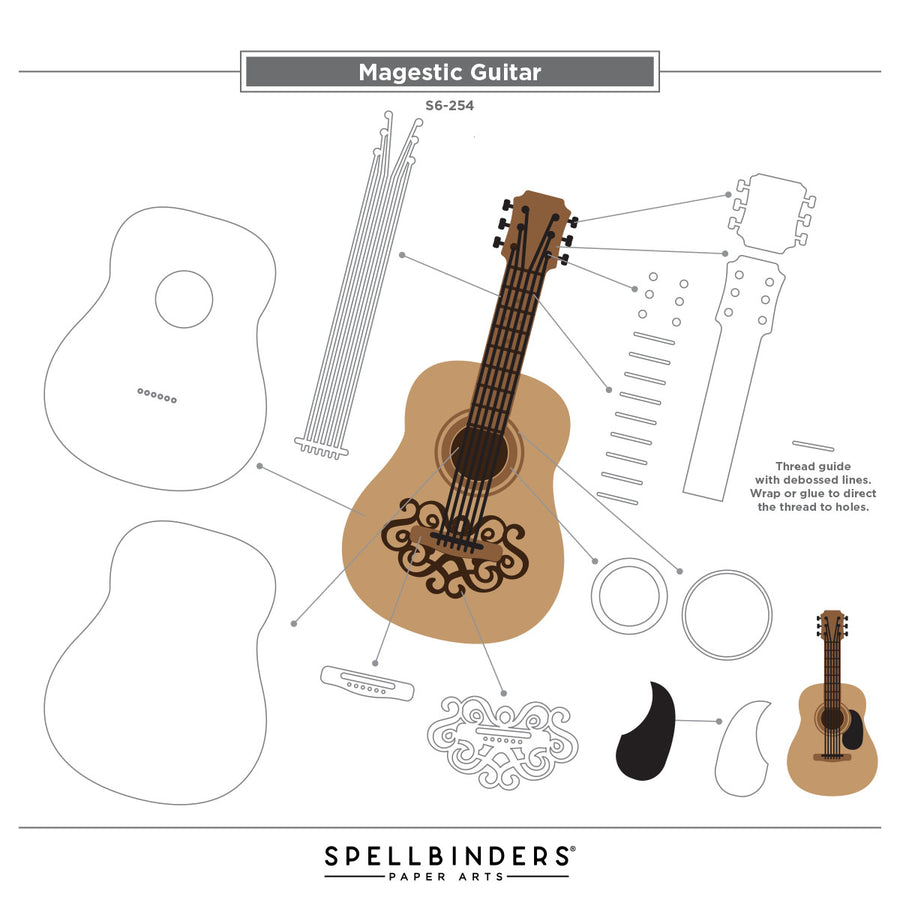 Spellbinders - Majestic Guitar Etched Dies from the Bibi's Musical Notes Collection by Bibi Cameron