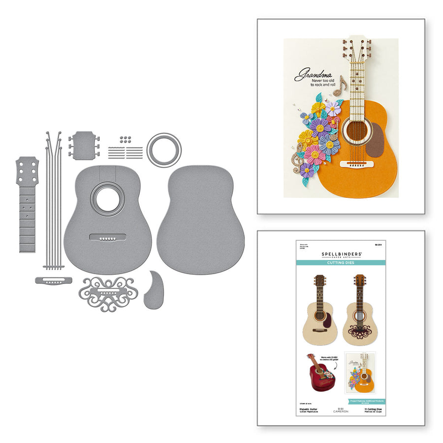Spellbinders - Majestic Guitar Etched Dies from the Bibi's Musical Notes Collection by Bibi Cameron