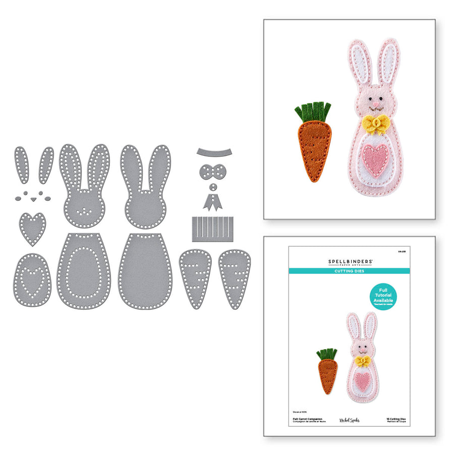 Spellbinders - Felt Carrot Companion Etched Dies from the Spring Felt Stitch & Create Collection by Nichol Spohr