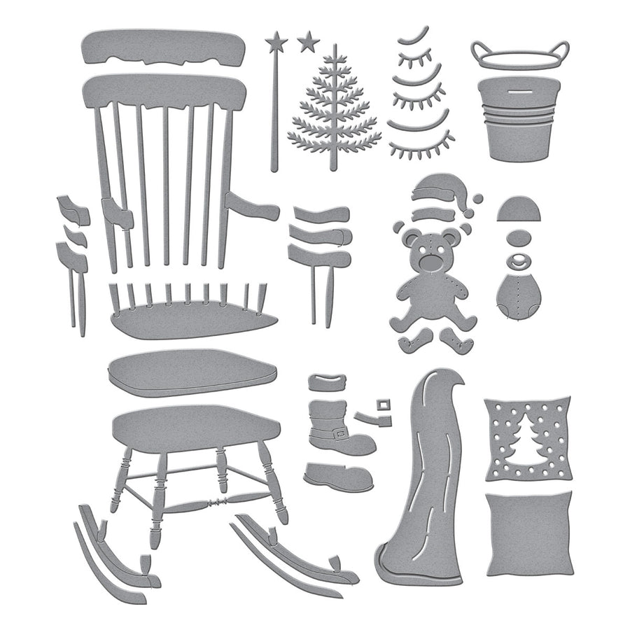 Spellbinders - Christmas Rocking Chair Etched Dies from the Country Christmas Collection by Annie Williams