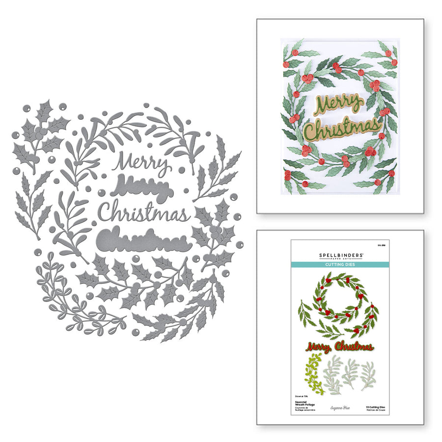 Spellbinders - Seasonal Wreath Foliage Etched Dies from the Texture & Foliage Collection by Suzanne Hue